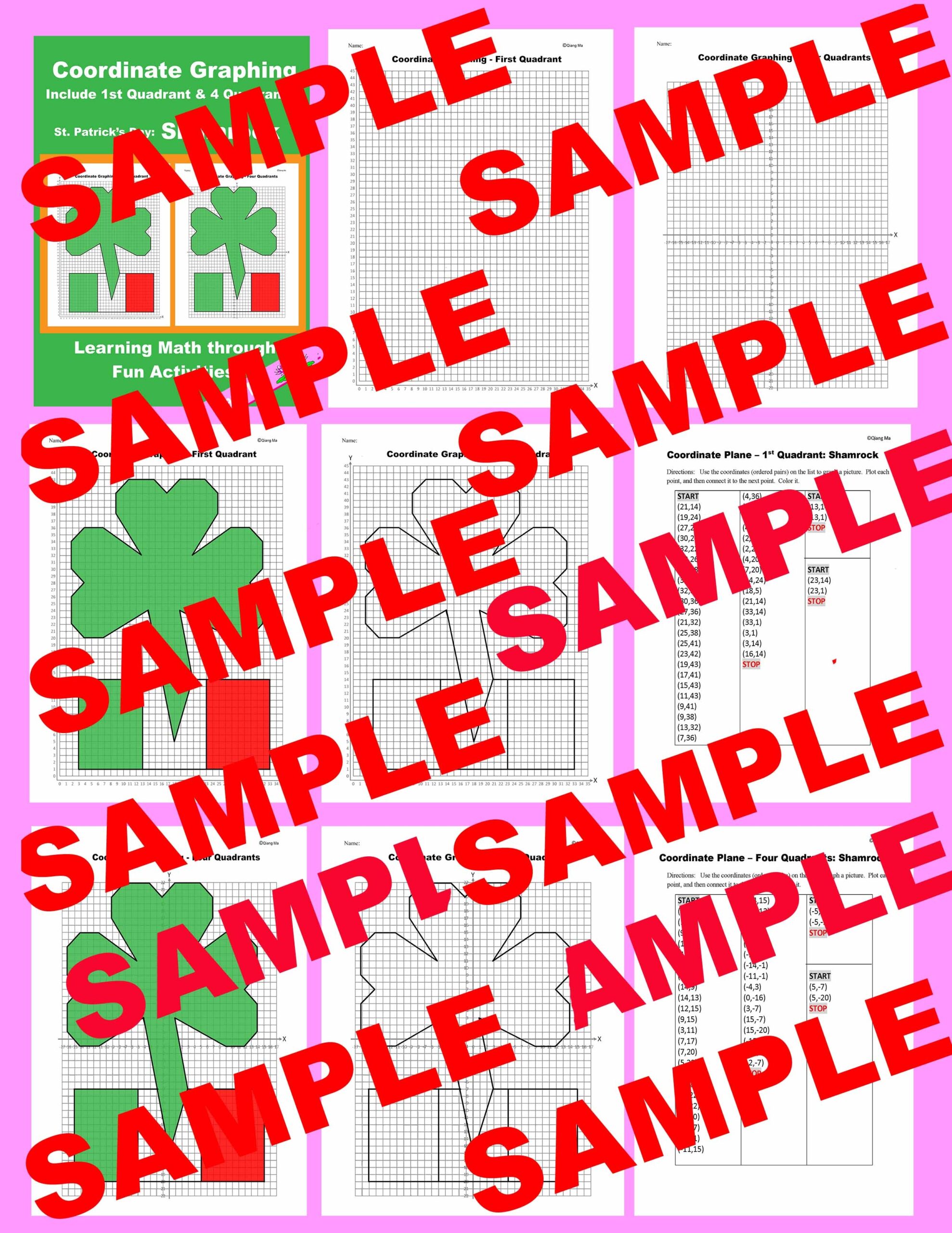 St Patrick s Day Coordinate Plane Graphing Picture Shamrock 