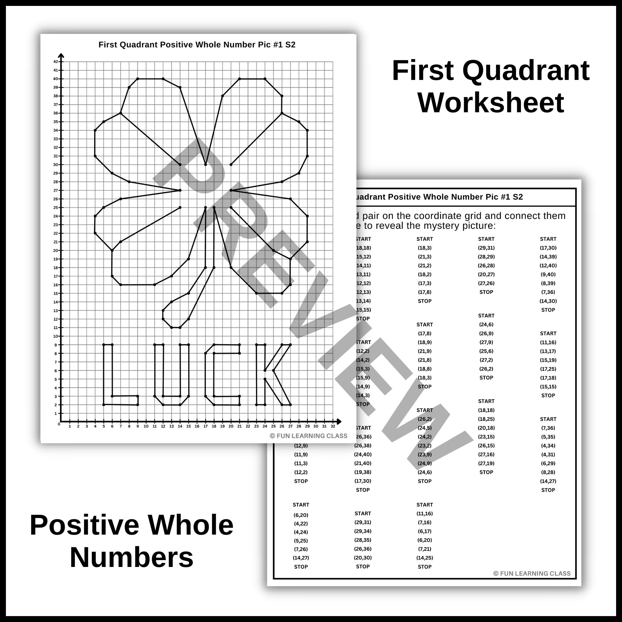 St Patrick s Day Shamrock Coordinate Graphing Plotting Points Ordered Pairs Mystery Picture