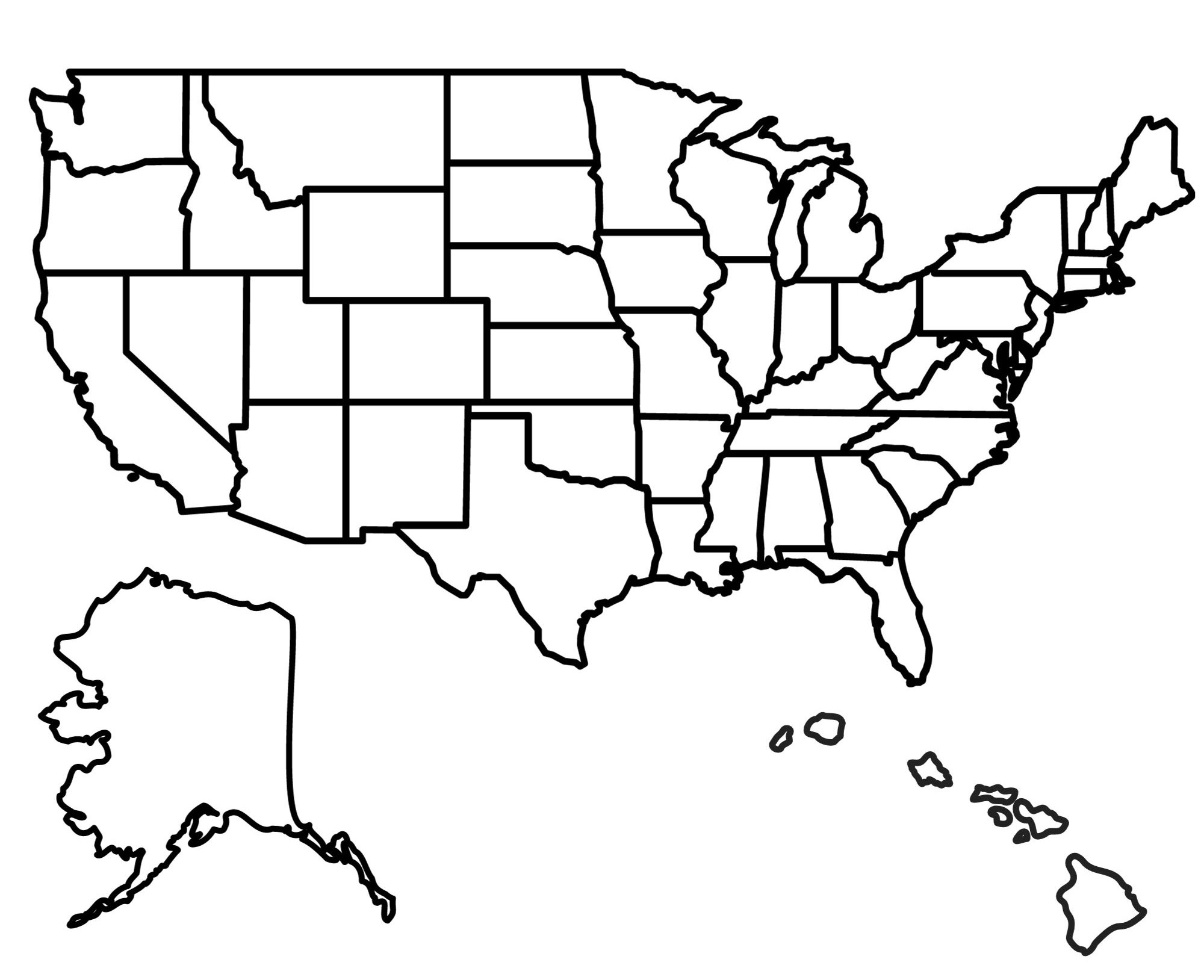 free printable map of usa states