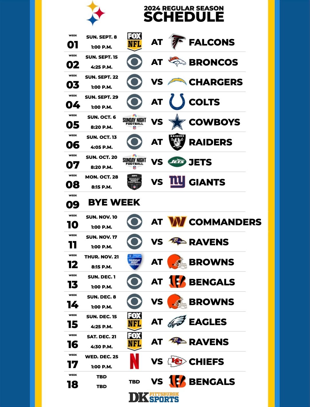 Steelers 2024 Schedule Released