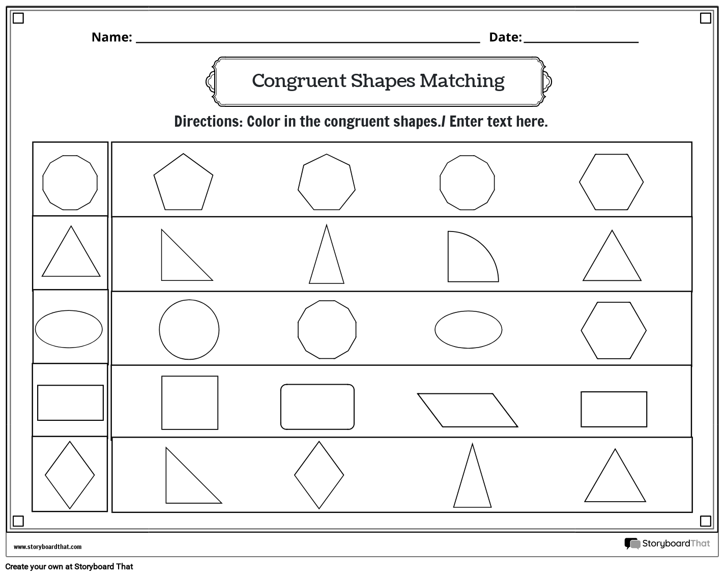 Storyboard That Congruent Shapes Worksheets For Teachers