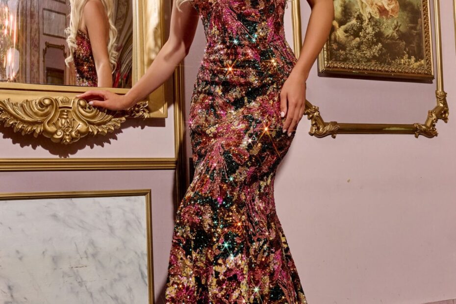 Strapless Sequin Multi Color Gown 44072 Jovani