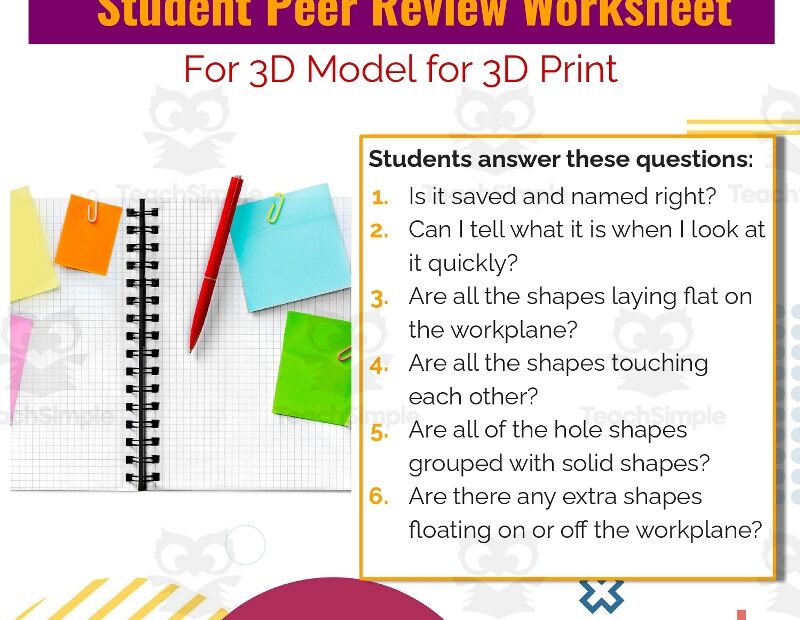 Student Peer Review Worksheet For 3D Model For 3D Print