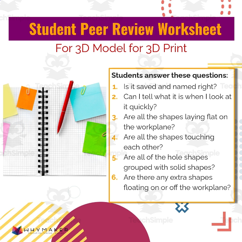 Student Peer Review Worksheet For 3D Model For 3D Print