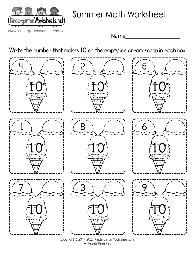 math worksheets kindergarten printable