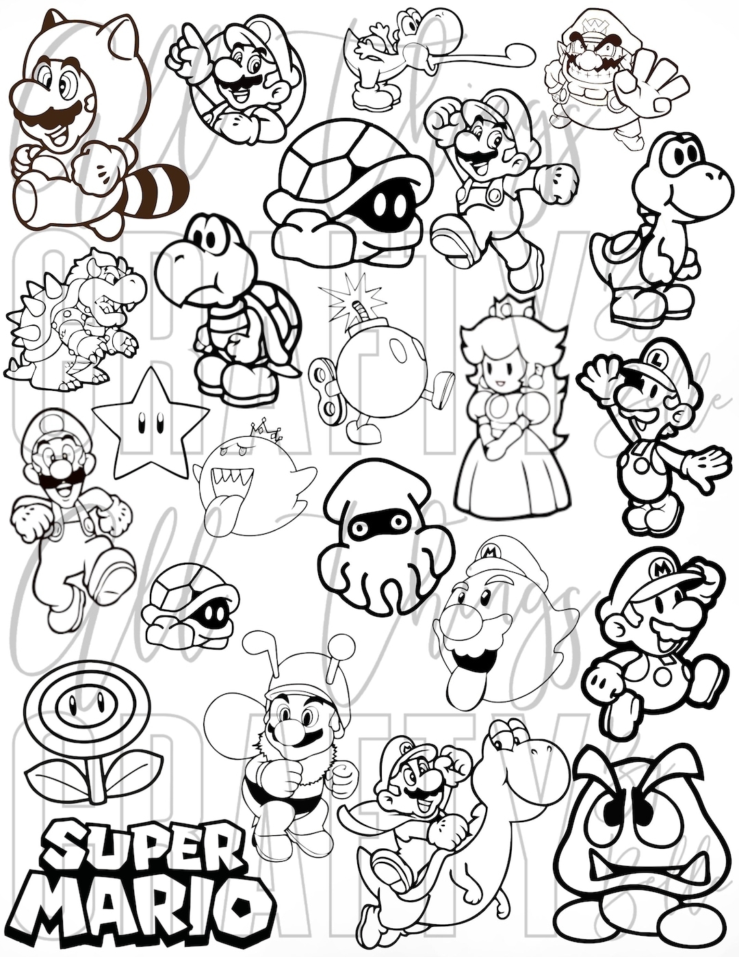 printable mario characters coloring pages