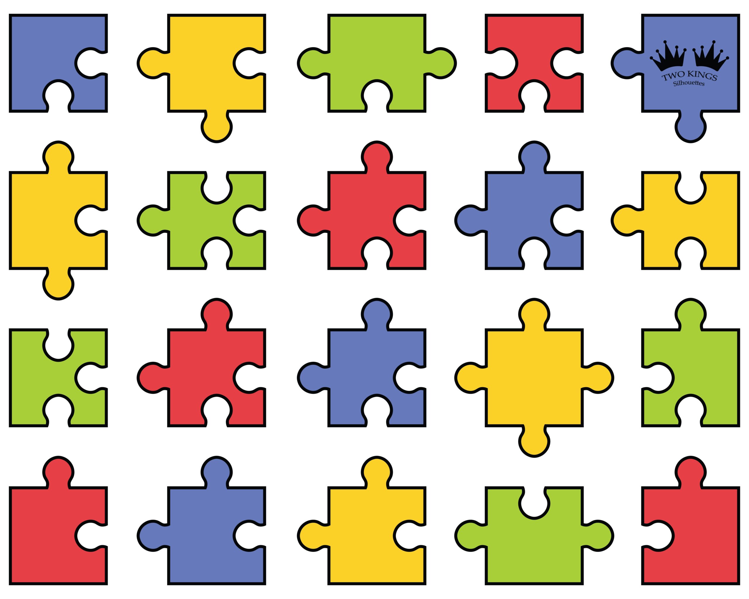 2 puzzle pieces template separate