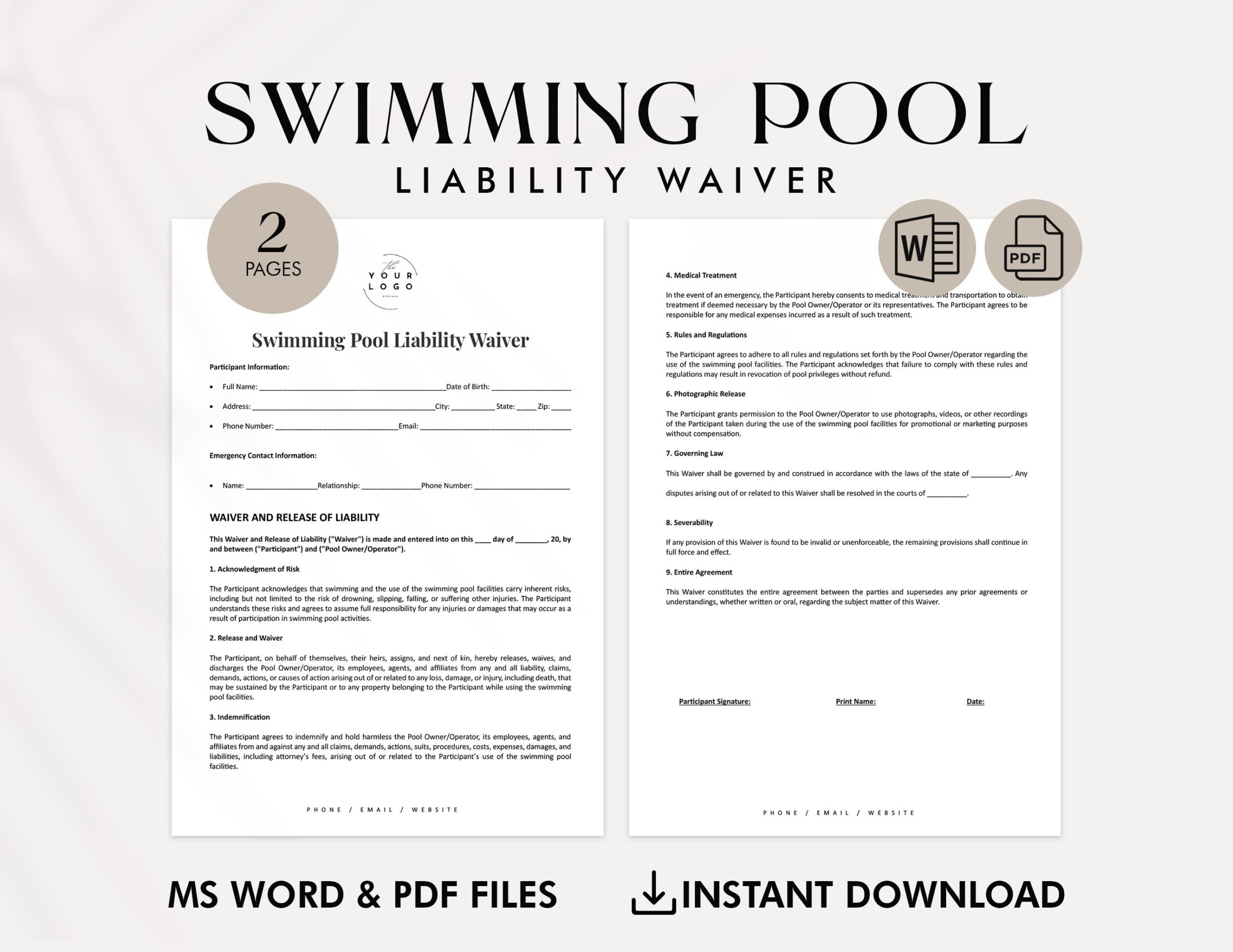 Swimming Pool Liability Waiver Rental Pool Release Airbnb Hot Tub Liability Pool Use Consent Children Pool Party Waiver Jacuzzi Waiver Etsy