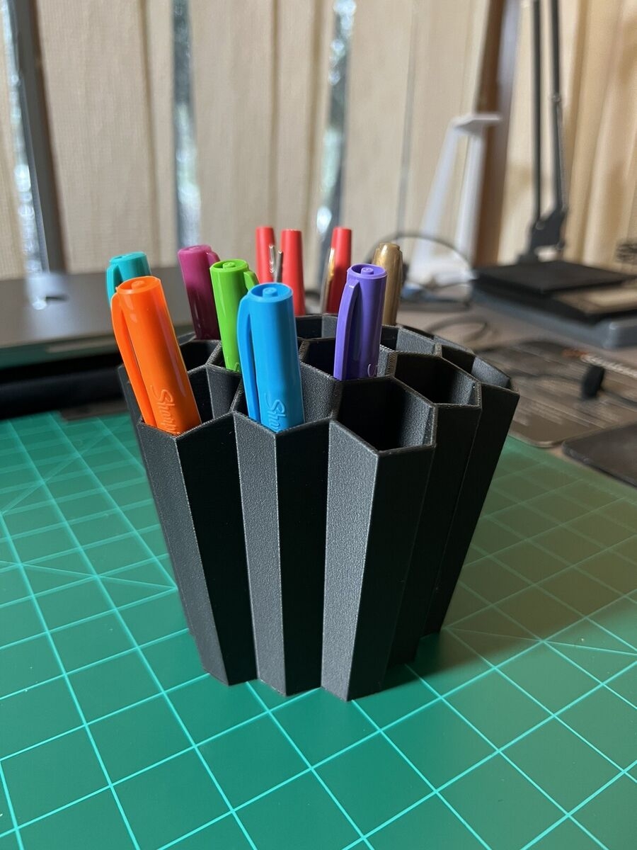 Tall Honeycomb Pen Pencil Holder Sculpture Desktop Organizer 3D Printed