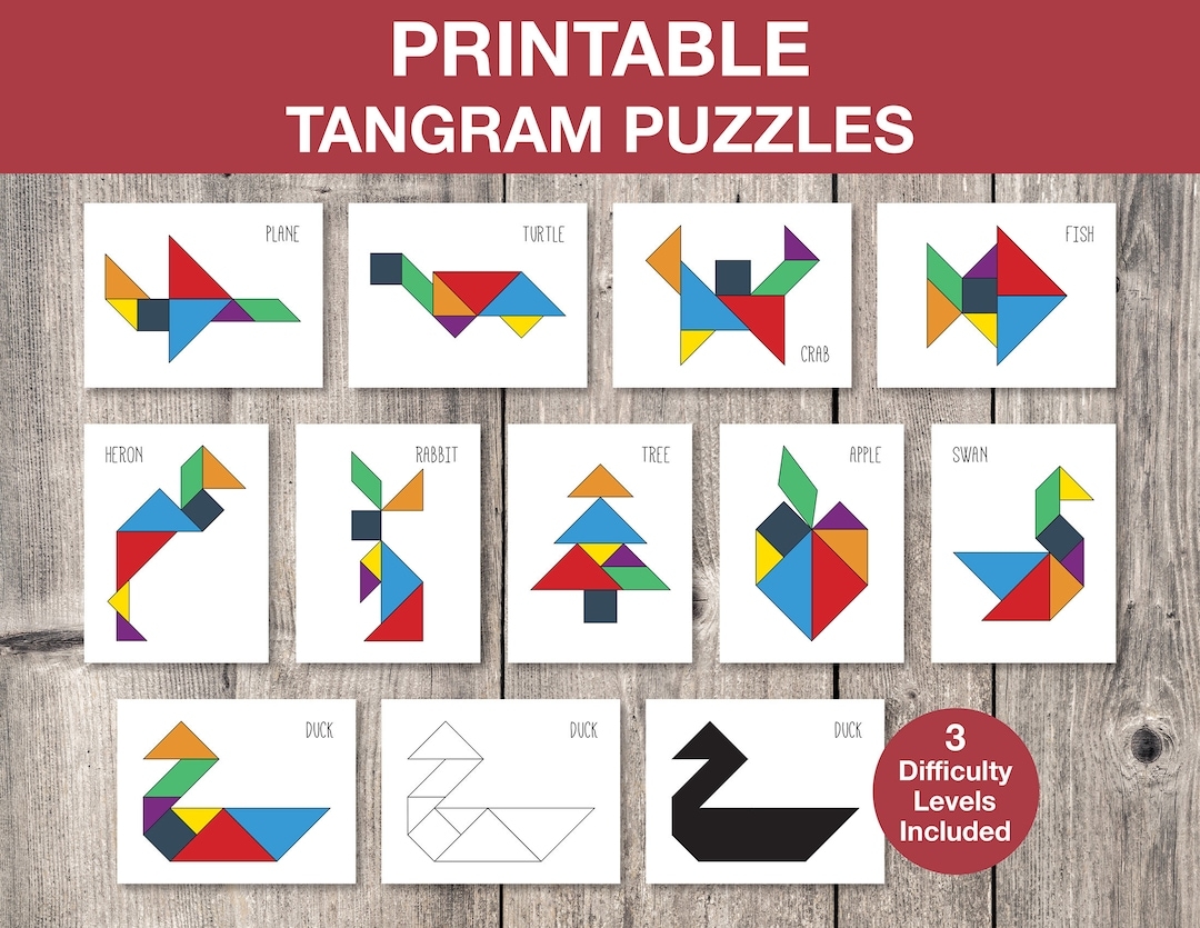 Tangram Puzzles Printable Game Kids Printable Puzzle Montessori Cards Kids Game Flash Cards Educational Game INSTANT DOWNLOAD G003 Etsy Canada