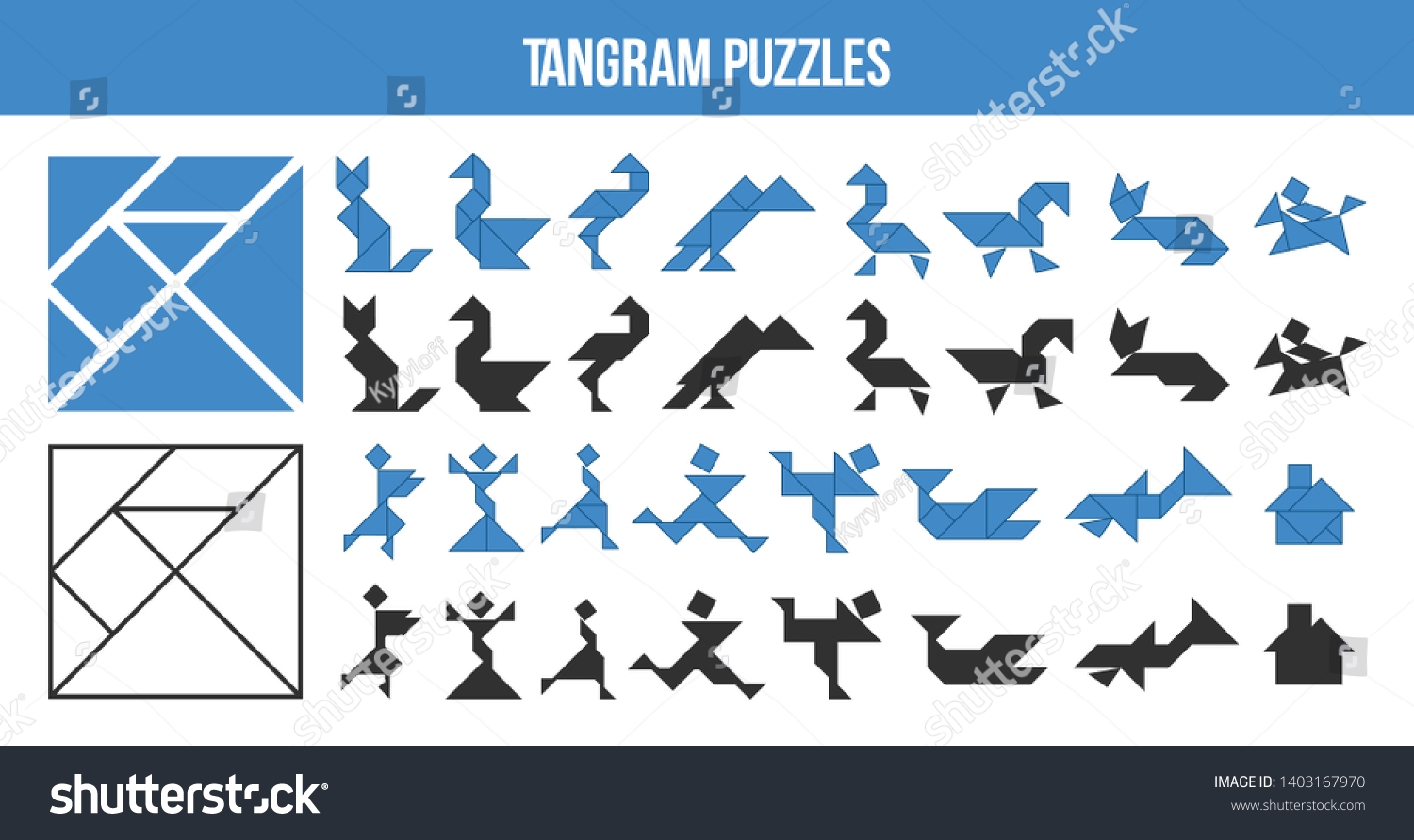 Tangram Template Frosted Puzzle