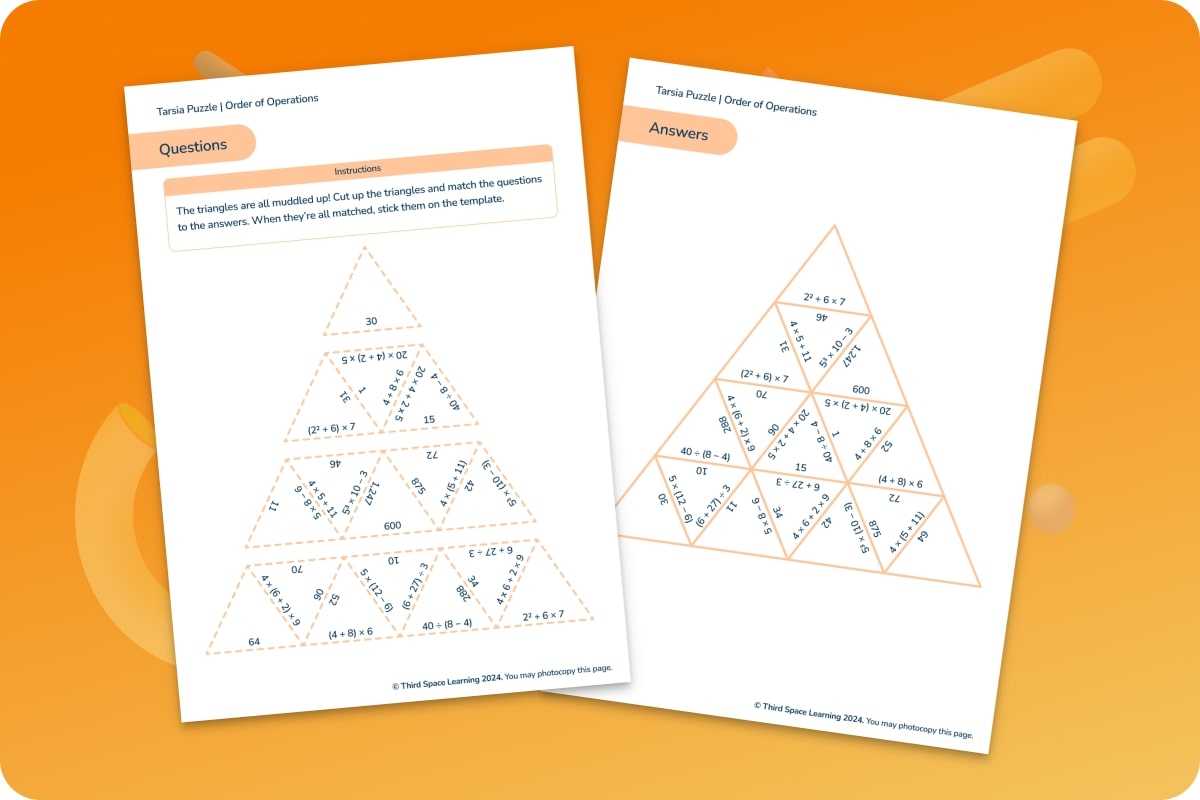 Tarsia Puzzle Order Of Operations Year 6 Maths Hub Third Space Learning