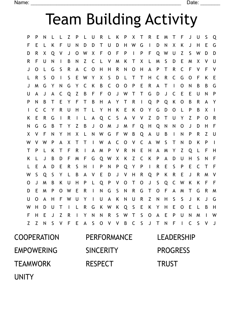 Team Building Activity Word Search WordMint