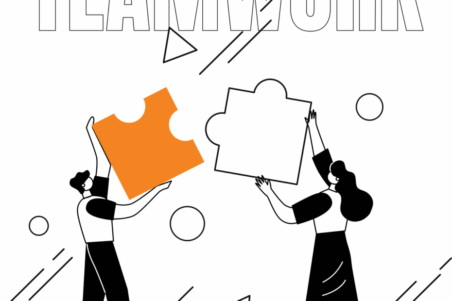 Team Members Solving Giant Jigsaw Puzzle Sign Template Square Signs