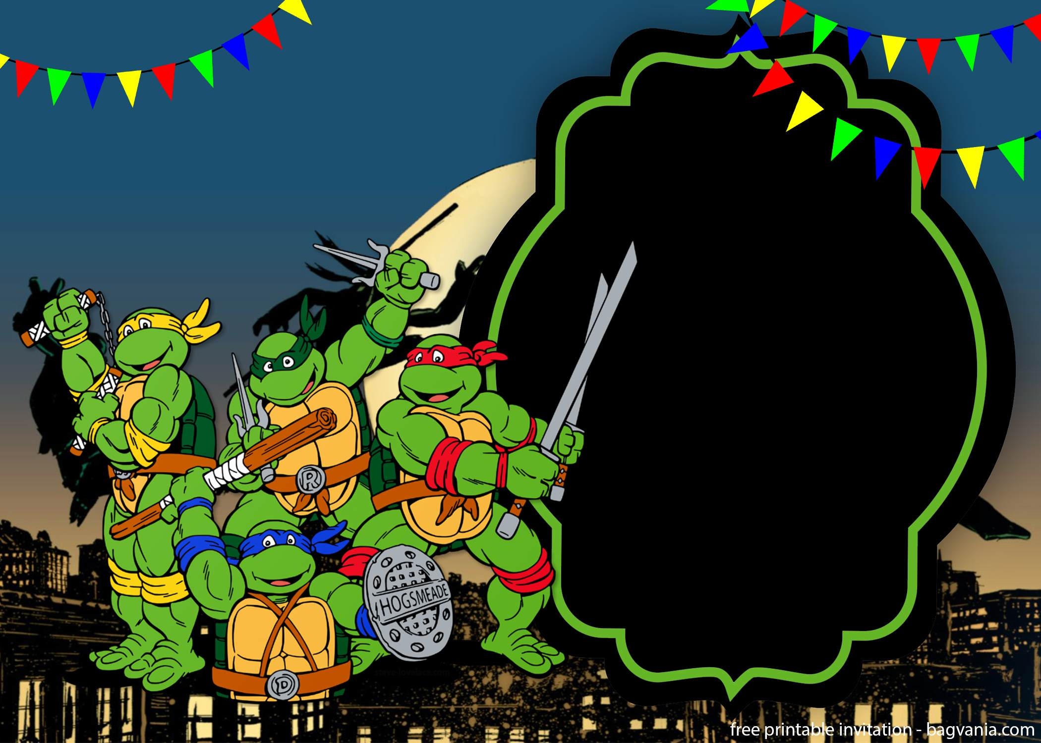Teenage Mutant Ninja Turtles Invitations Template Bagvania Worksheets Library