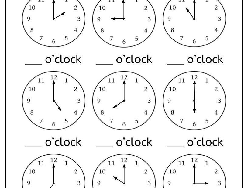 Telling Time To The Hour Worksheet Kindergarten First Grade