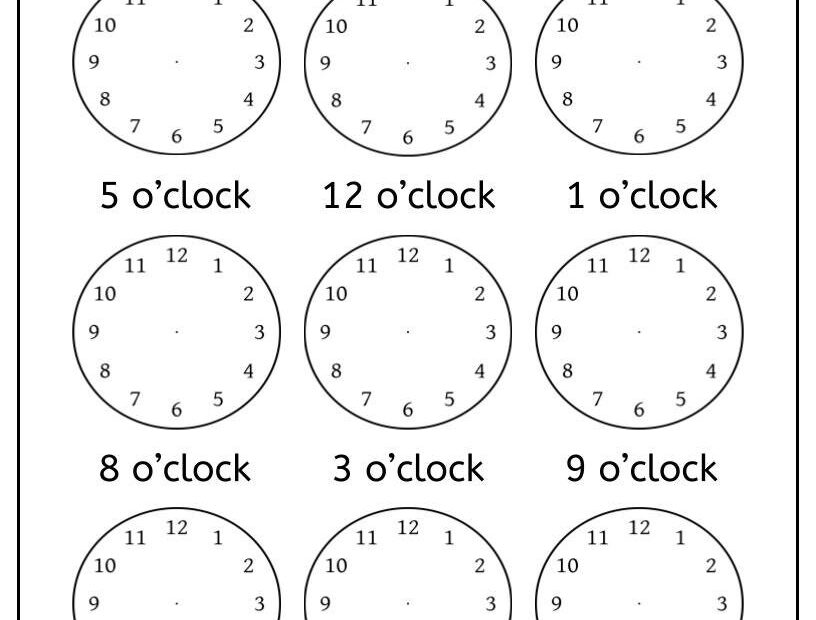 Telling Time To The Hour Worksheet Kindergarten First Grade Worksheet Learn To Tell The Time In Digital Analog Clock Homework Practice Etsy