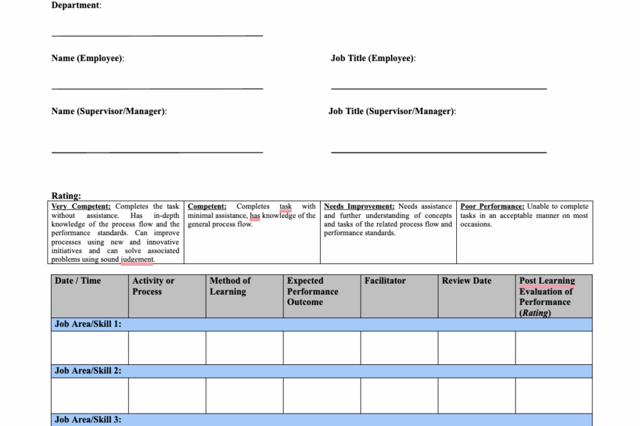 TEMPLATE Individual Learning Plan