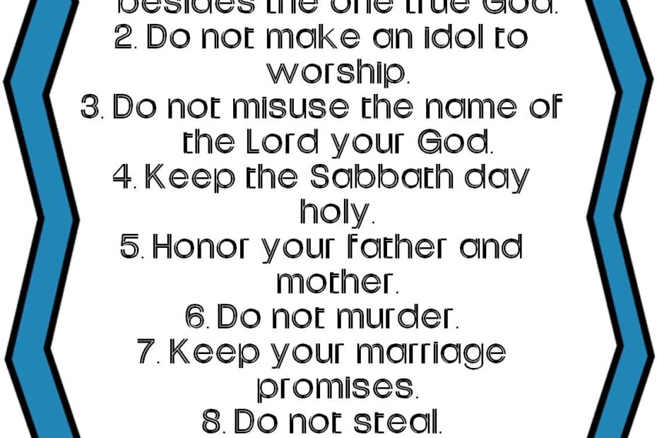 Ten Commandments For Kids Simple 10 Commandments Printable Worksheets Library