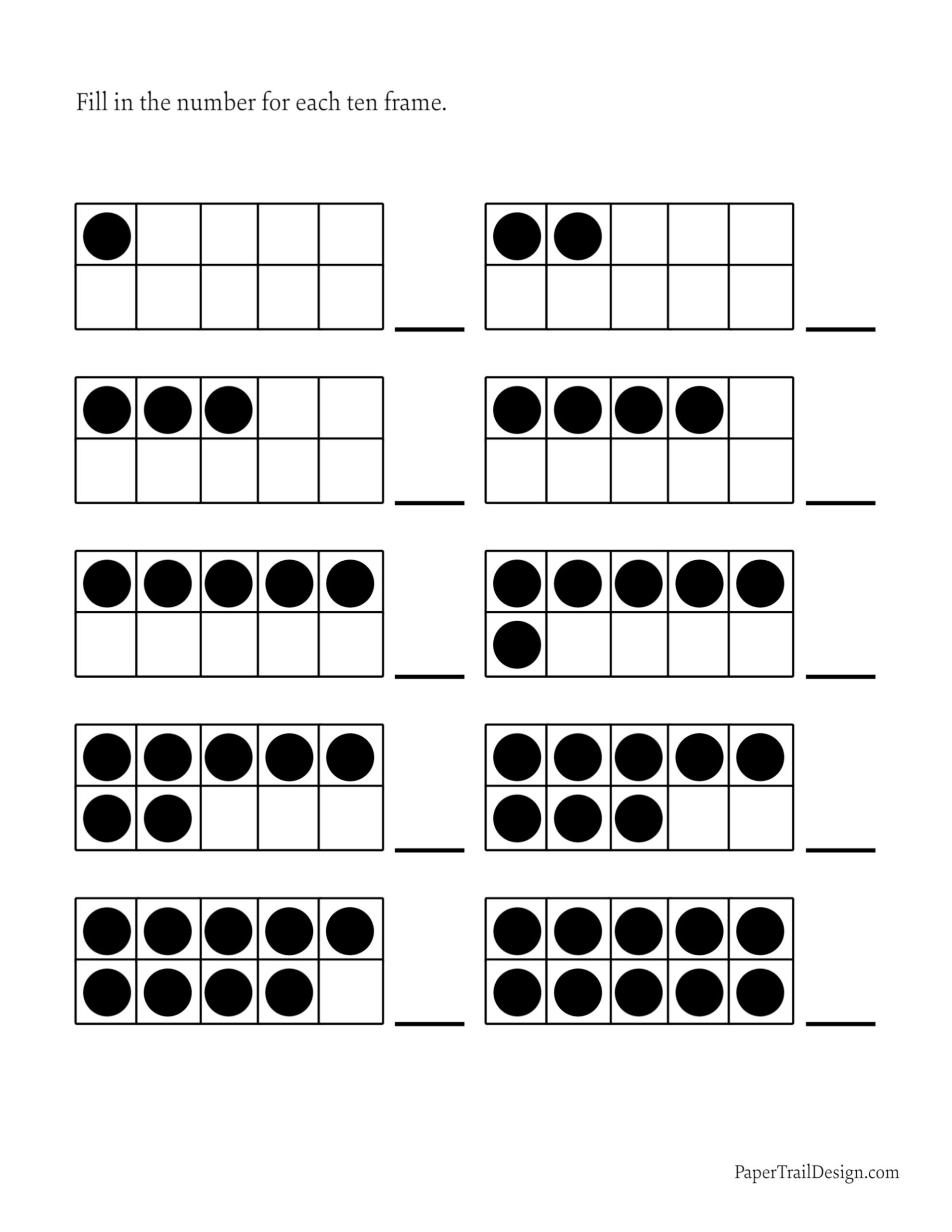 Ten Frame Printables Paper Trail Design Worksheets Library