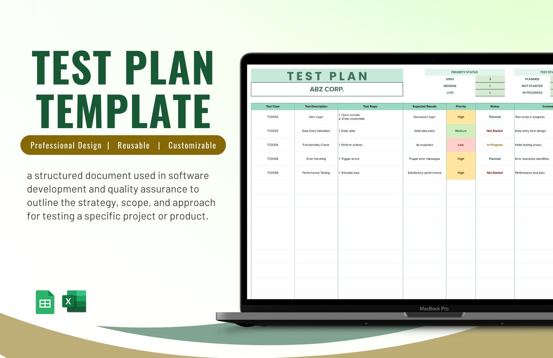 Test Plan Template In Excel Google Sheets Download Template