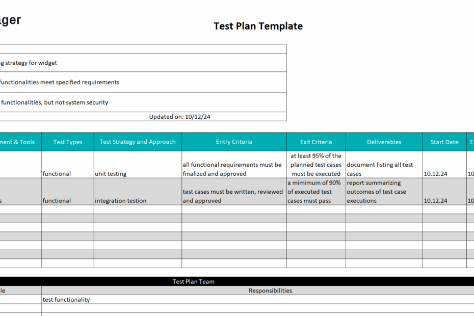 Test Plan Template ProjectManager