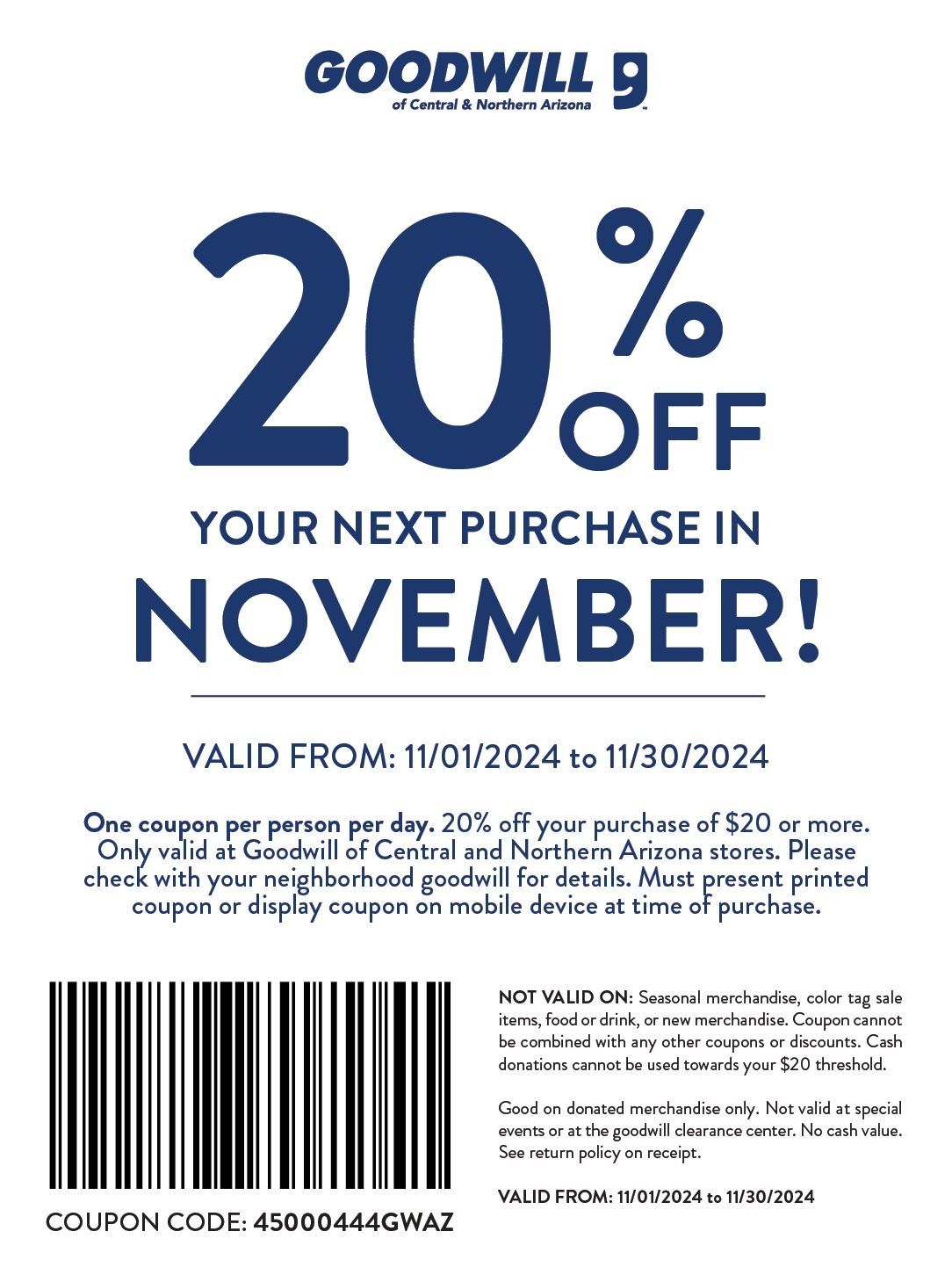 Thank You Coupon U0026 Store Specials Goodwill Arizona