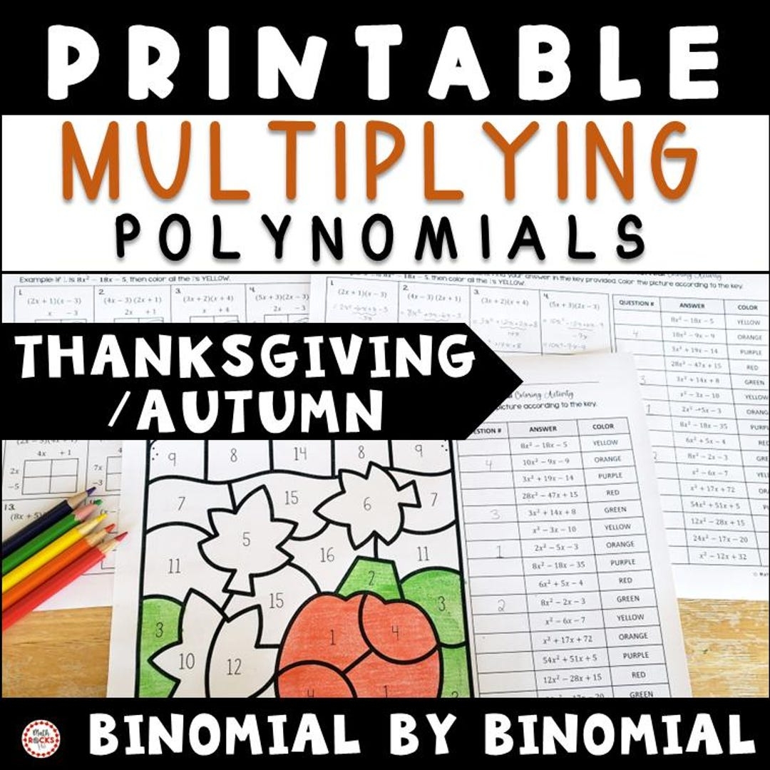 multiplying polynomials coloring worksheet answers