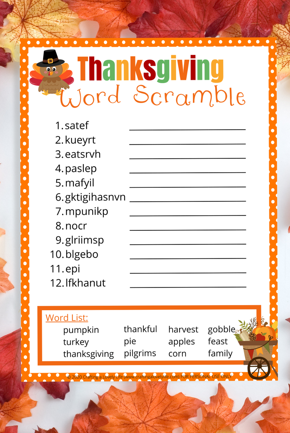 free printable word scramble