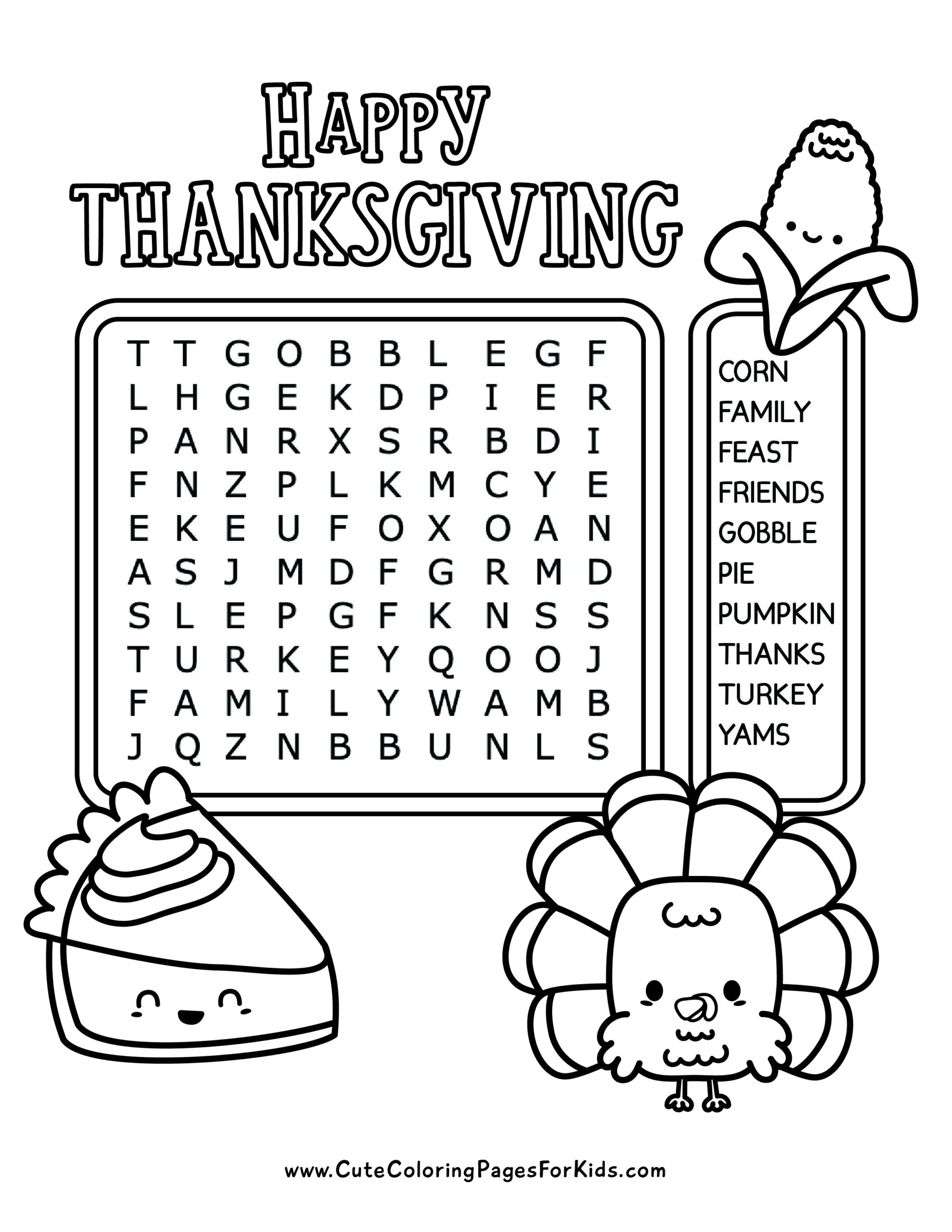 free printable thanksgiving word puzzles