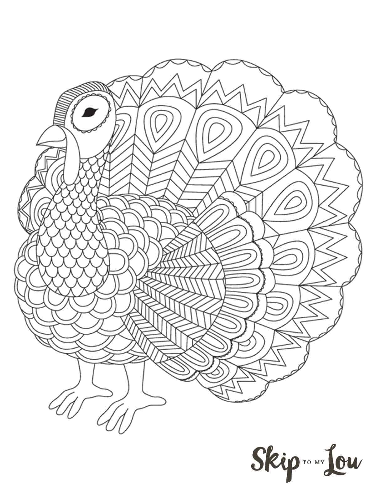 pictures of a turkey to color