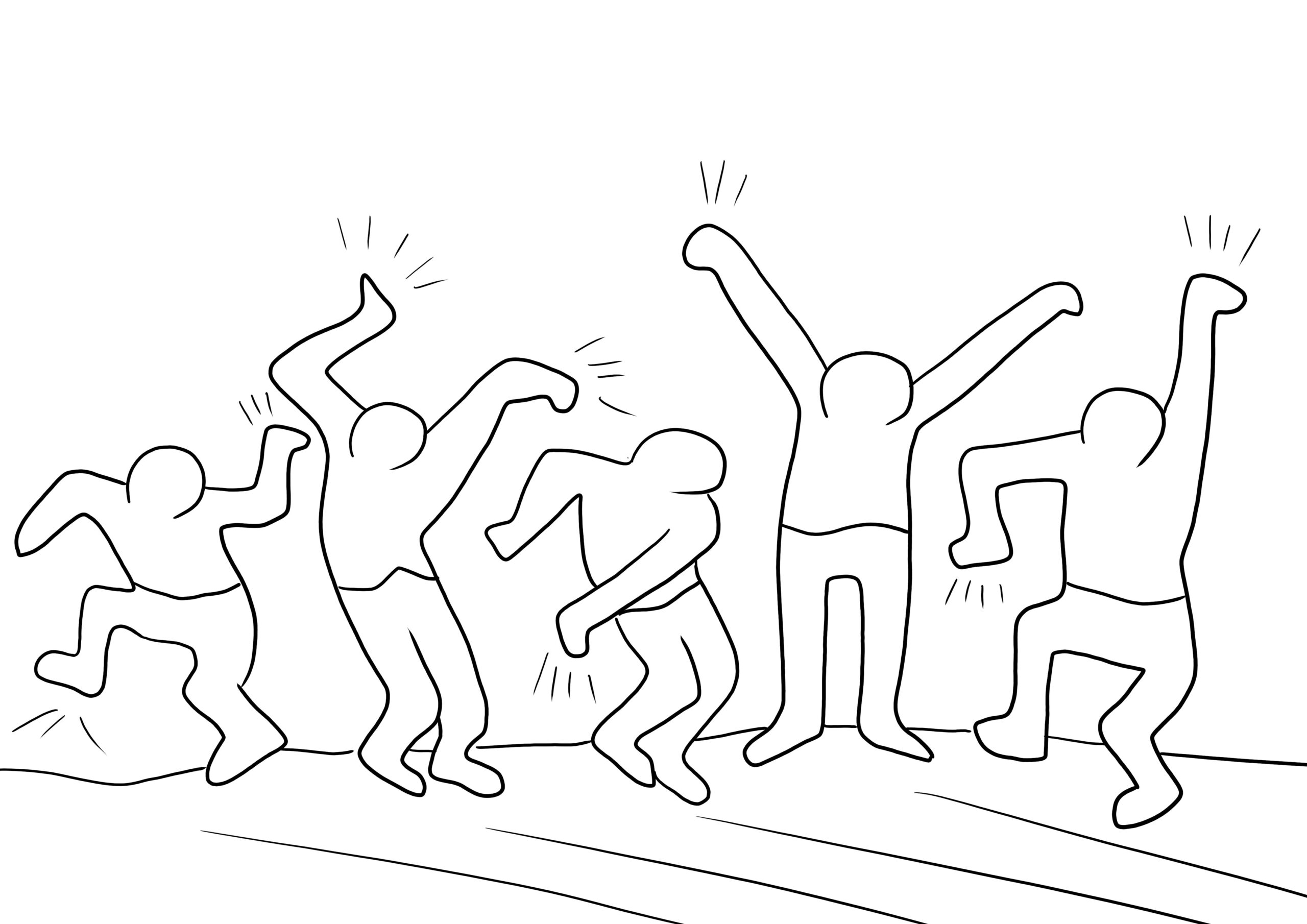 The Dancing Figures By Keith Haring Coloring Page Free To Print Or Download