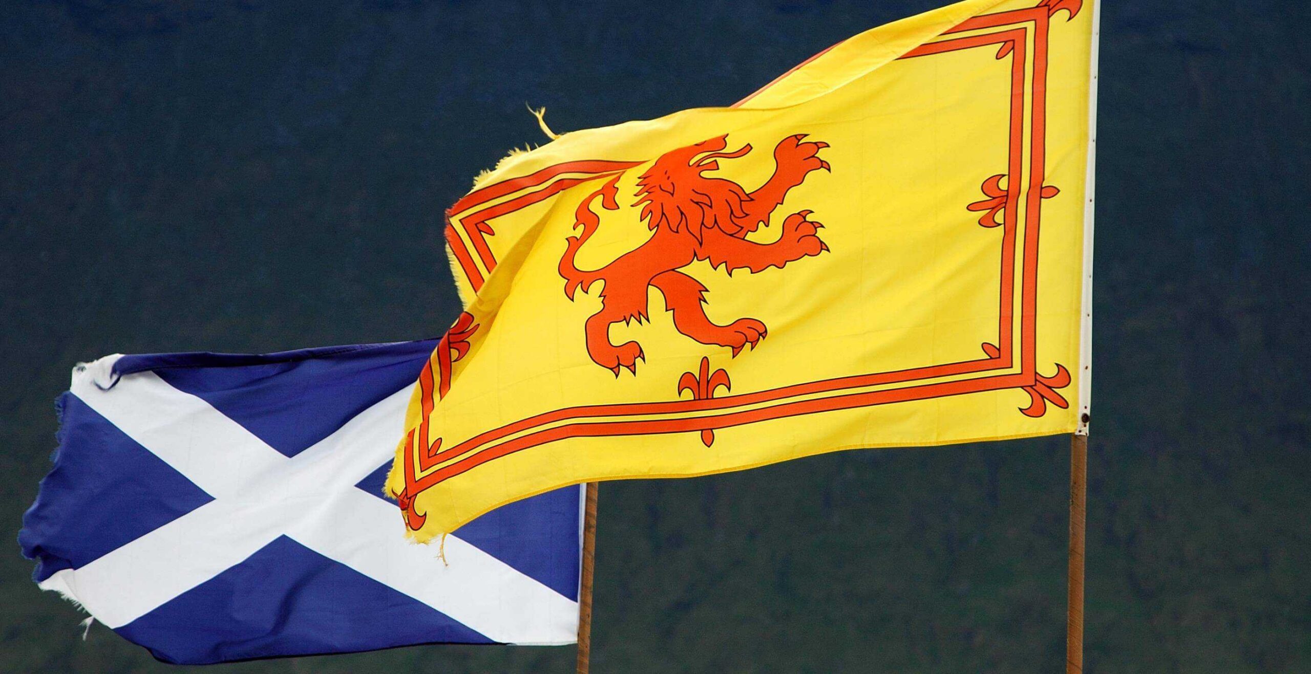The Flags Of Scotland Saltire And Lion Rampant