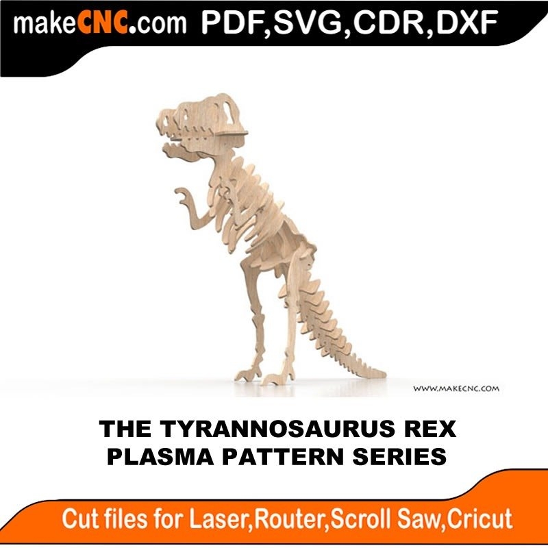 The Gigantic T Rex Plasma Version CNC Plasma Or Metal Cutting Laser 3D Puzzle Template Pattern DXF SVG CDR LaserscrollSVG
