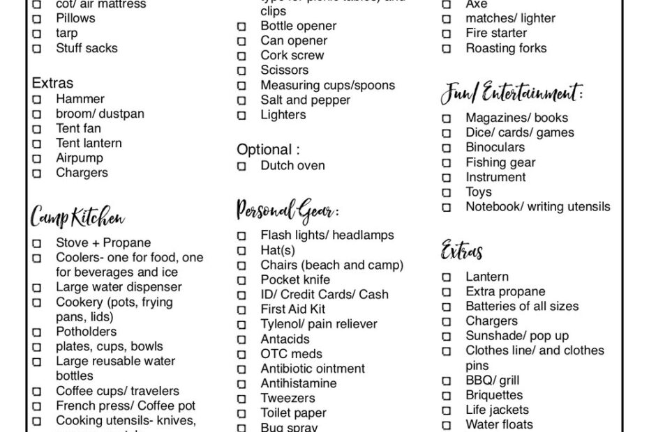 The Ultimate Printable Camping Checklist To Make Life Easier The Worksheets Library