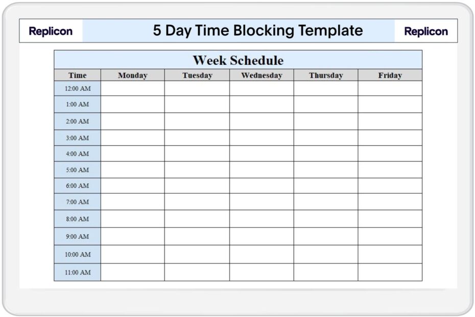 Time Blocking Templates Daily Weekly Monthly Replicon