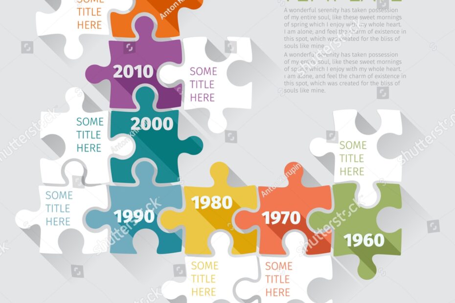 Timeline Infographic Template Retro Puzzle Flat Stock Vector
