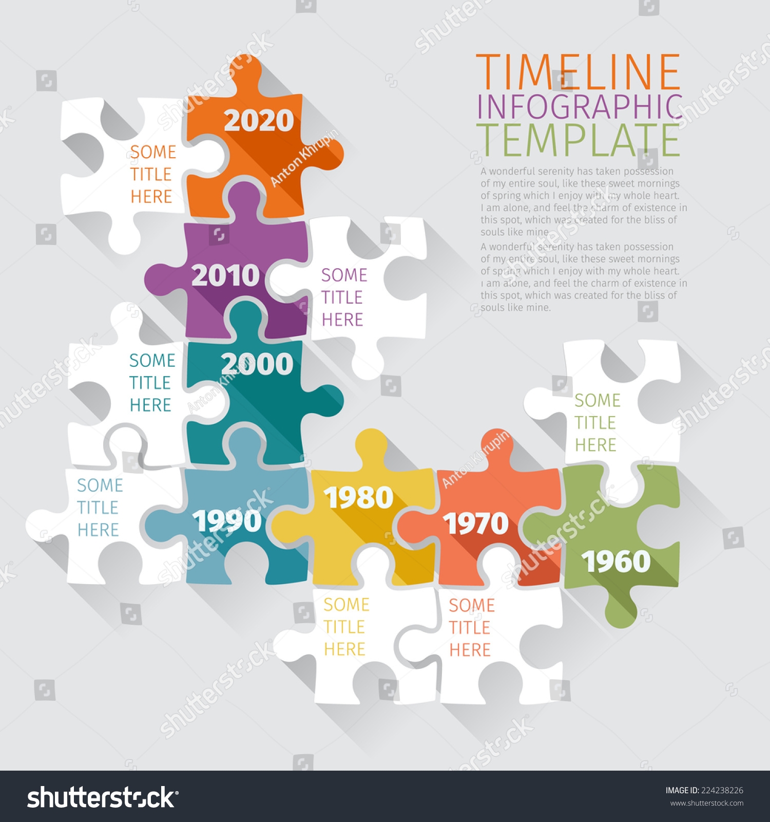 Timeline Infographic Template Retro Puzzle Flat Stock Vector 