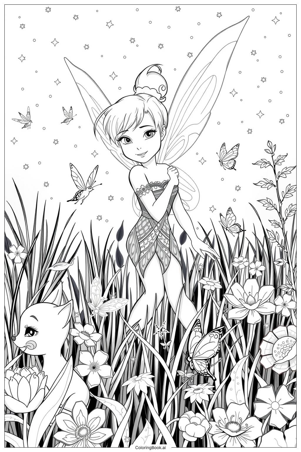 Tinkerbell Surrounded By Magical Creatures In A Sparkling Meadow 2 