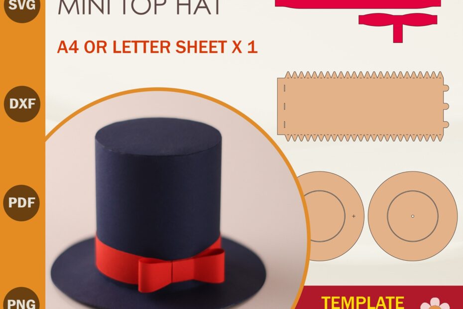 Top Hat SVG Template Paper Hat Template Cylinder Hat Template Cricut Cut Files Sihouette Cut Files Etsy