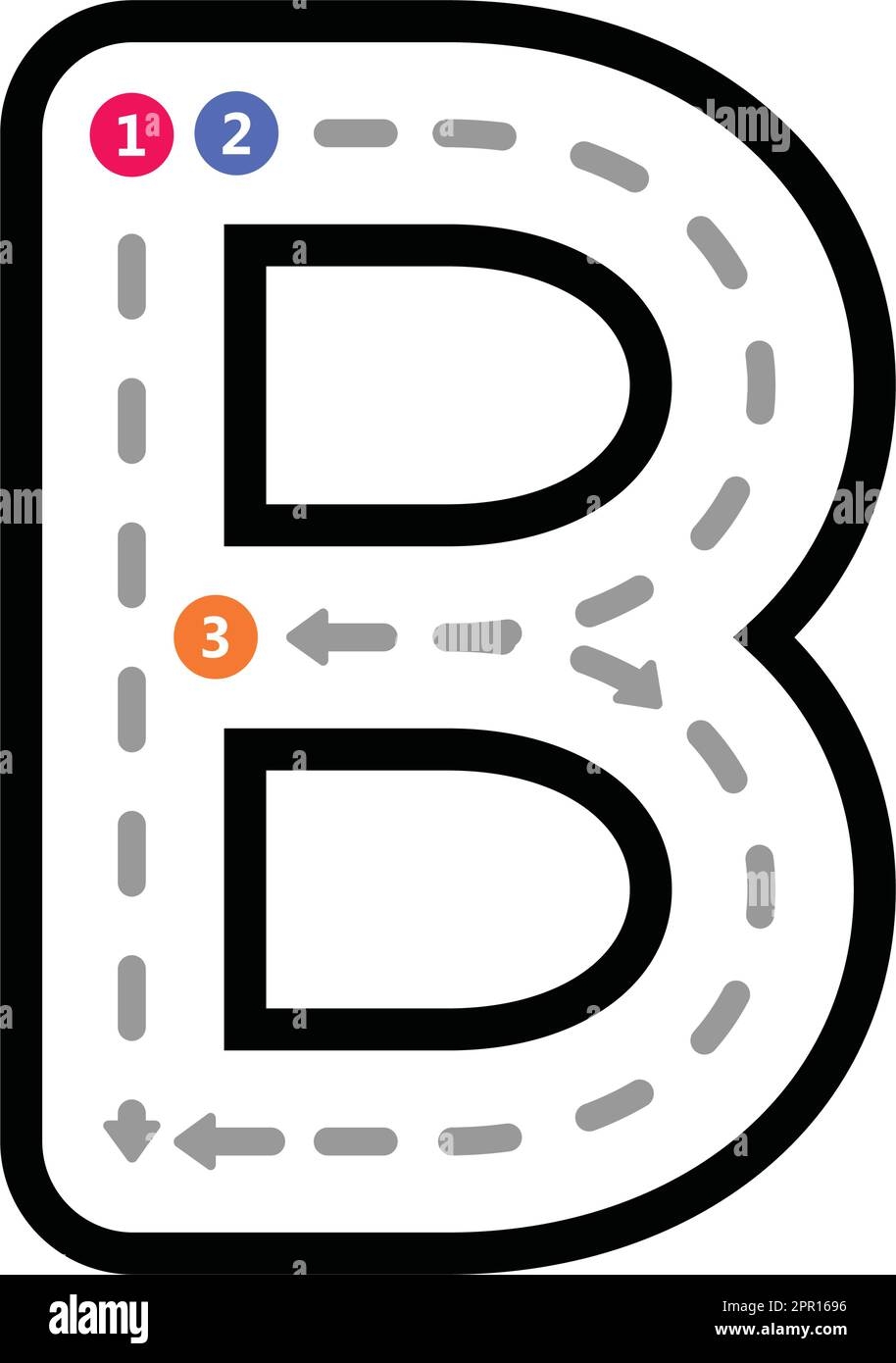 Tracing Alphabet Uppercase Capital Letter B Prewriting Dotted Line 