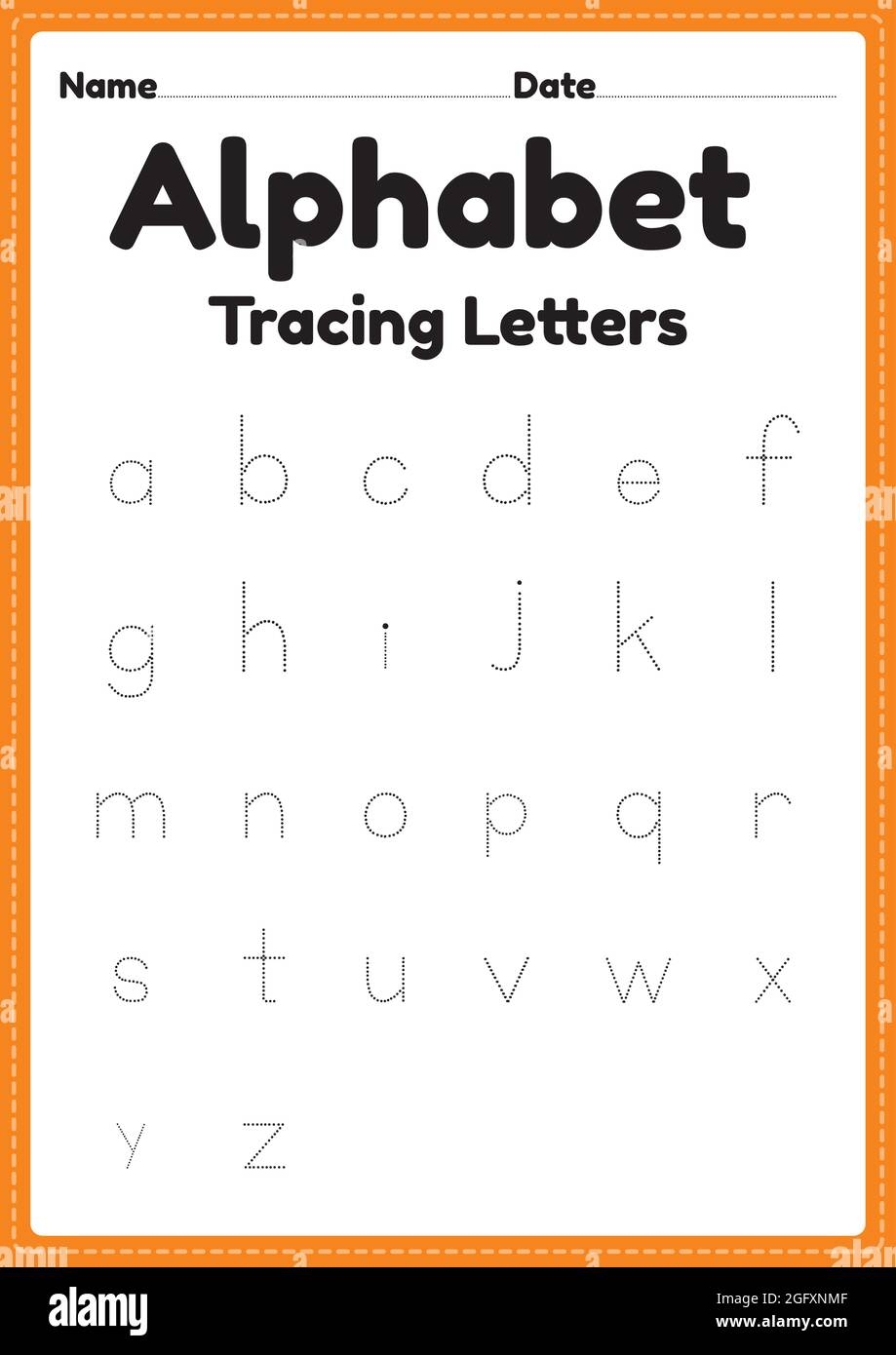 Tracing Letters Alphabet Worksheet For Kindergarten And Preschool Kids For Handwriting Practice And Educational Activities In A Printable Page Stock Vector Image U0026 Art Alamy