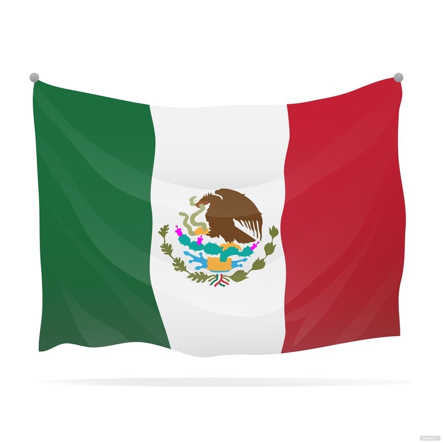 Traditional Mexican Flag Vector In Illustrator SVG JPG EPS PNG 