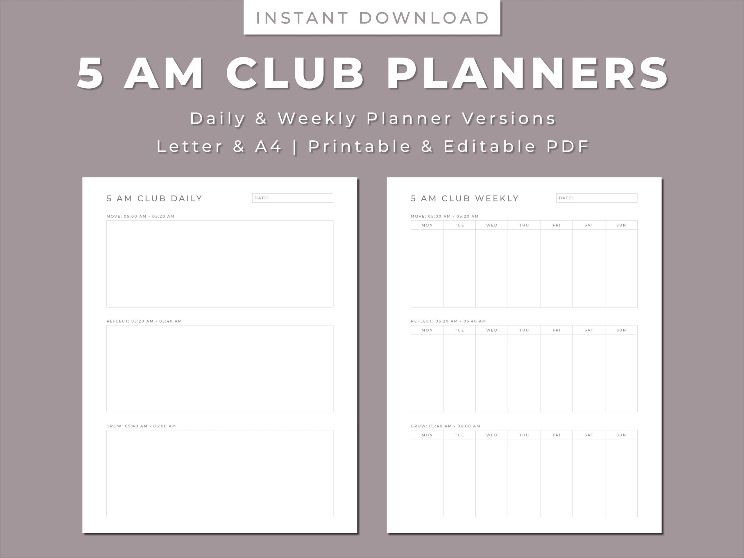 Transform Your Mornings With 5 AM Club Worksheets Boost Productivity And Success