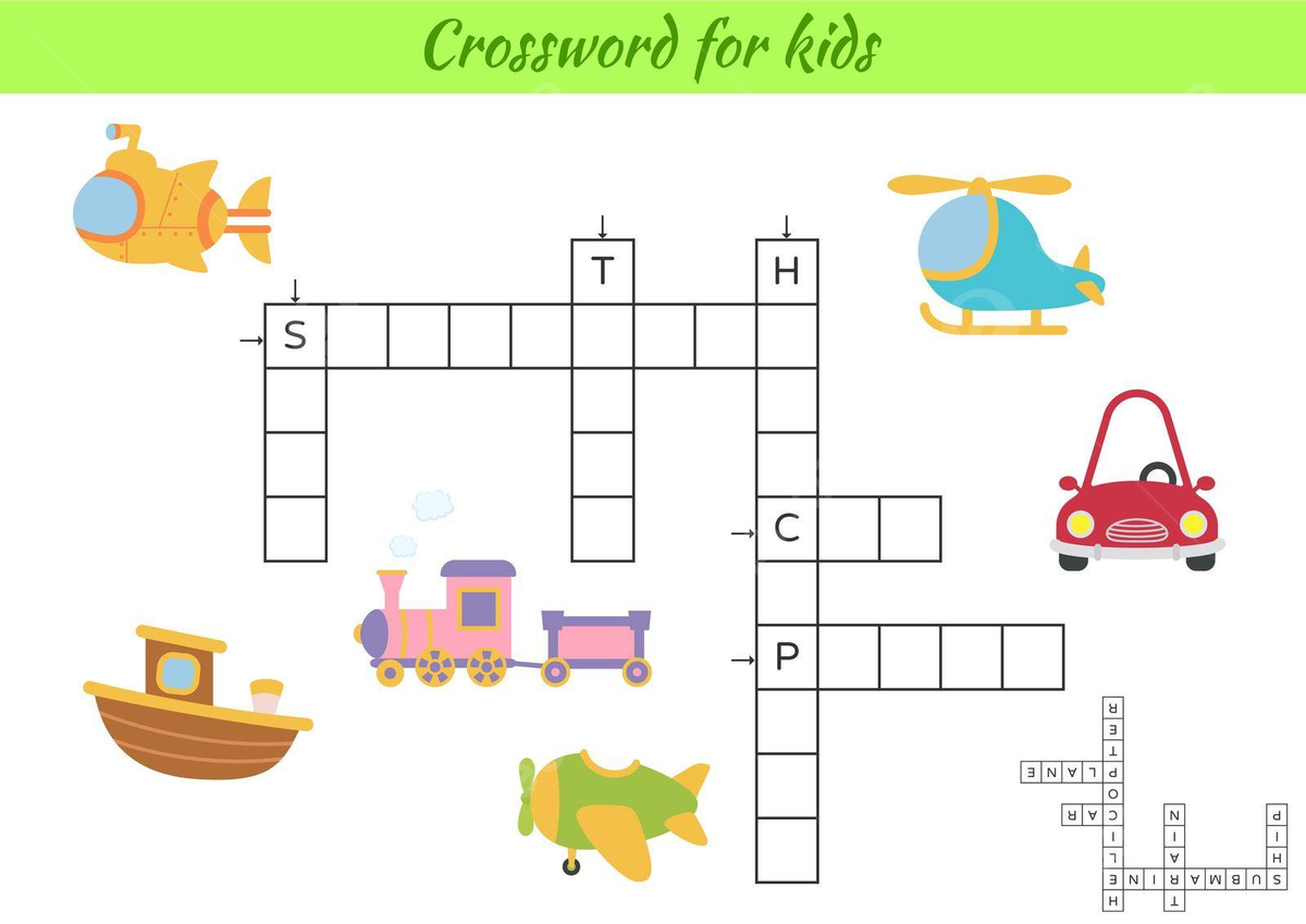Transportthemed Crossword For Kids With Answers Template Word Kindergarten Vector Template Word Kindergarten PNG And Vector With Transparent Background For Free Download