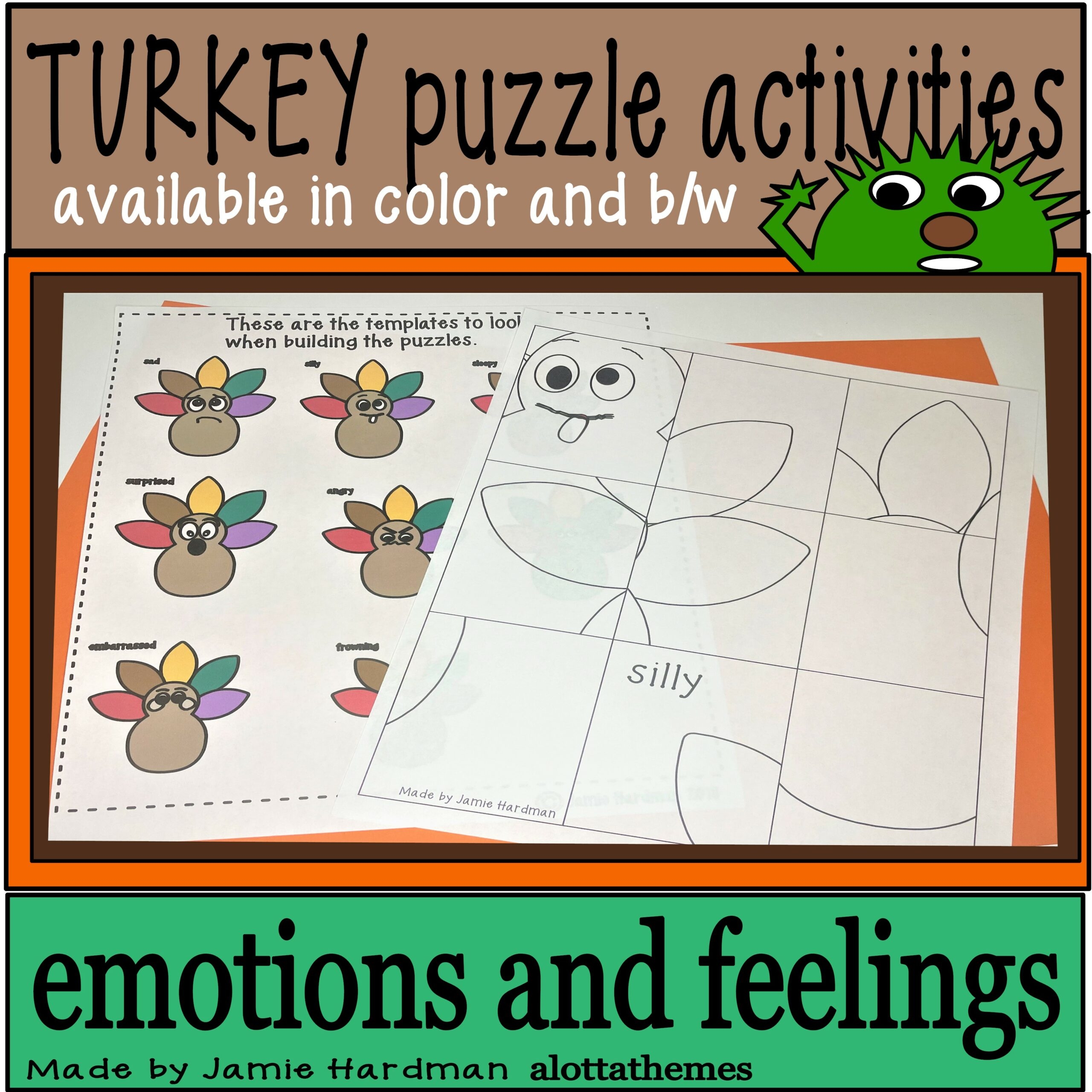 Turkey Puzzles Color And Tracing Fine Motor Thanksgiving Center Ideas Made By Teachers