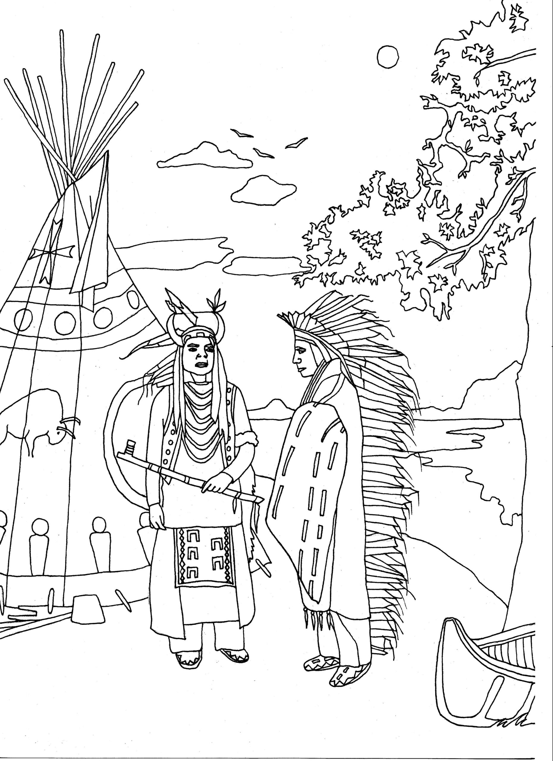Two Native Americans By Marion C Native American Coloring Pages 