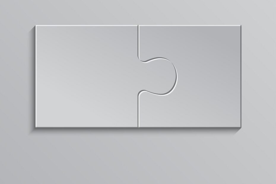 Two Piece Puzzle 2 Step Jigsaw Object Royalty Free Vector