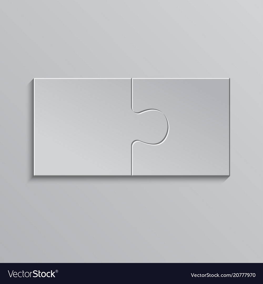 Two Piece Puzzle 2 Step Jigsaw Object Royalty Free Vector