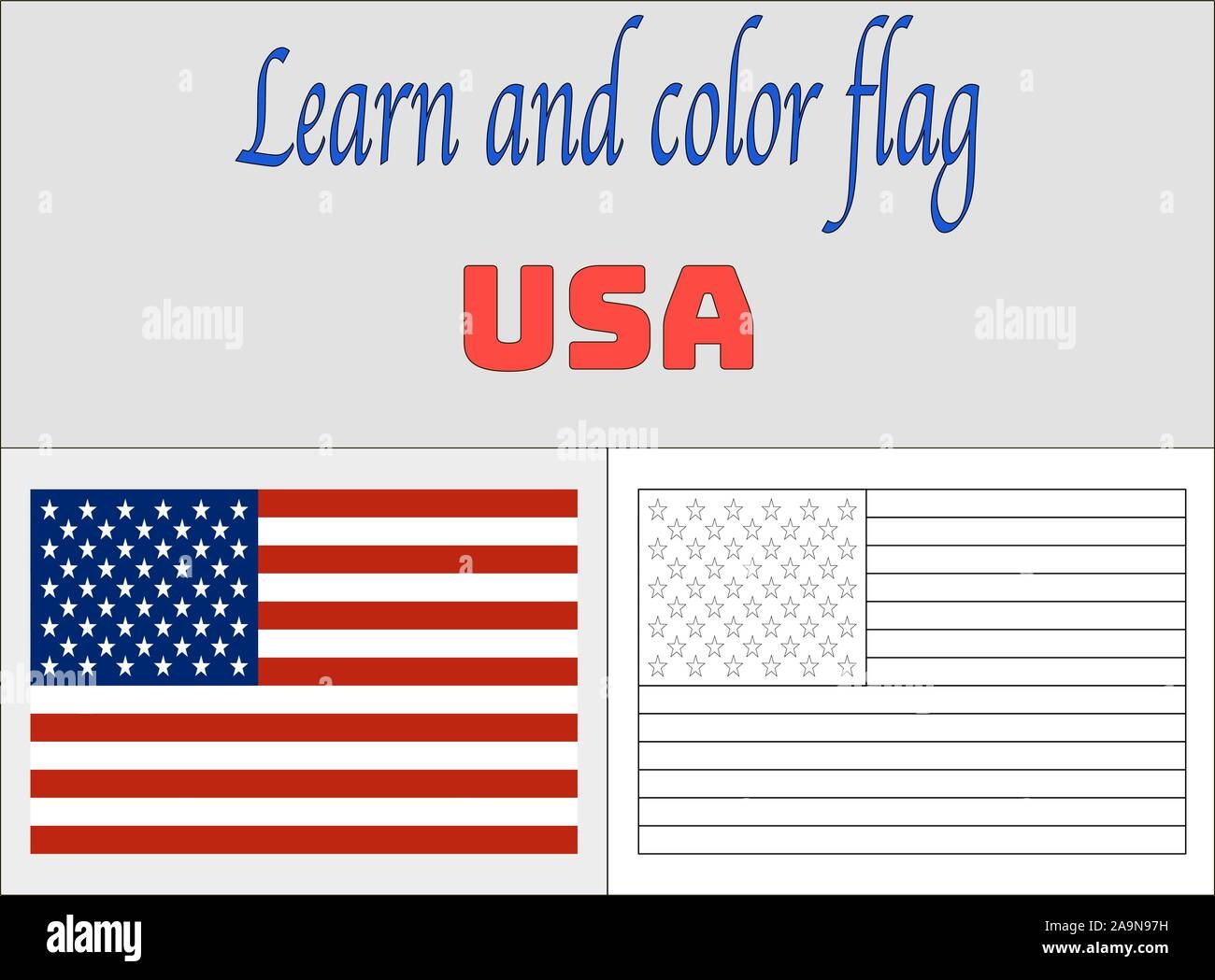 USA United States Of America National Flag Coloring Book Pages For Education Original Colors Proportion Vector Illustration Countries Set Stock Vector Image U0026 Art Alamy